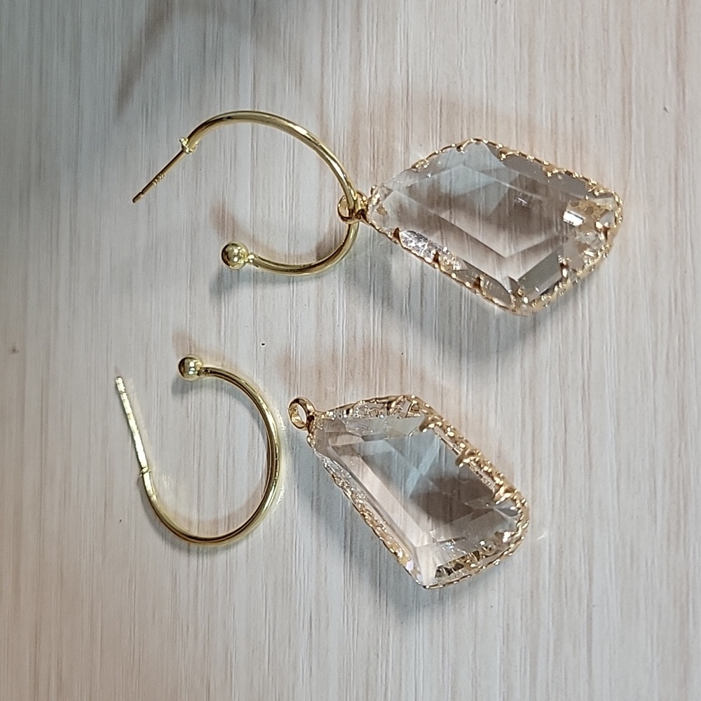 CONVERTIBLE CRYSTAL DROP HOOP EARRINGS - Picture 8 of 10